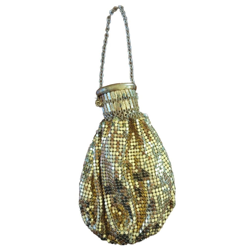 VTG Rare/Desirable Whiting & Davis Gate Top Gold Mesh Evening Bag USA VGUC
